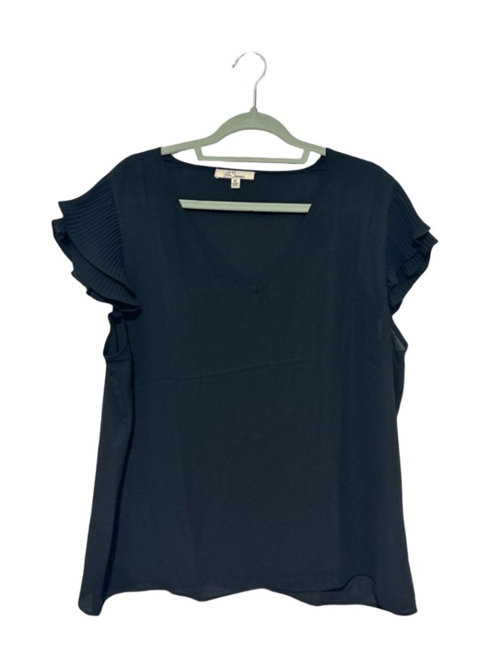 Le Serein XL Black Ruffle Sleeve Blouse